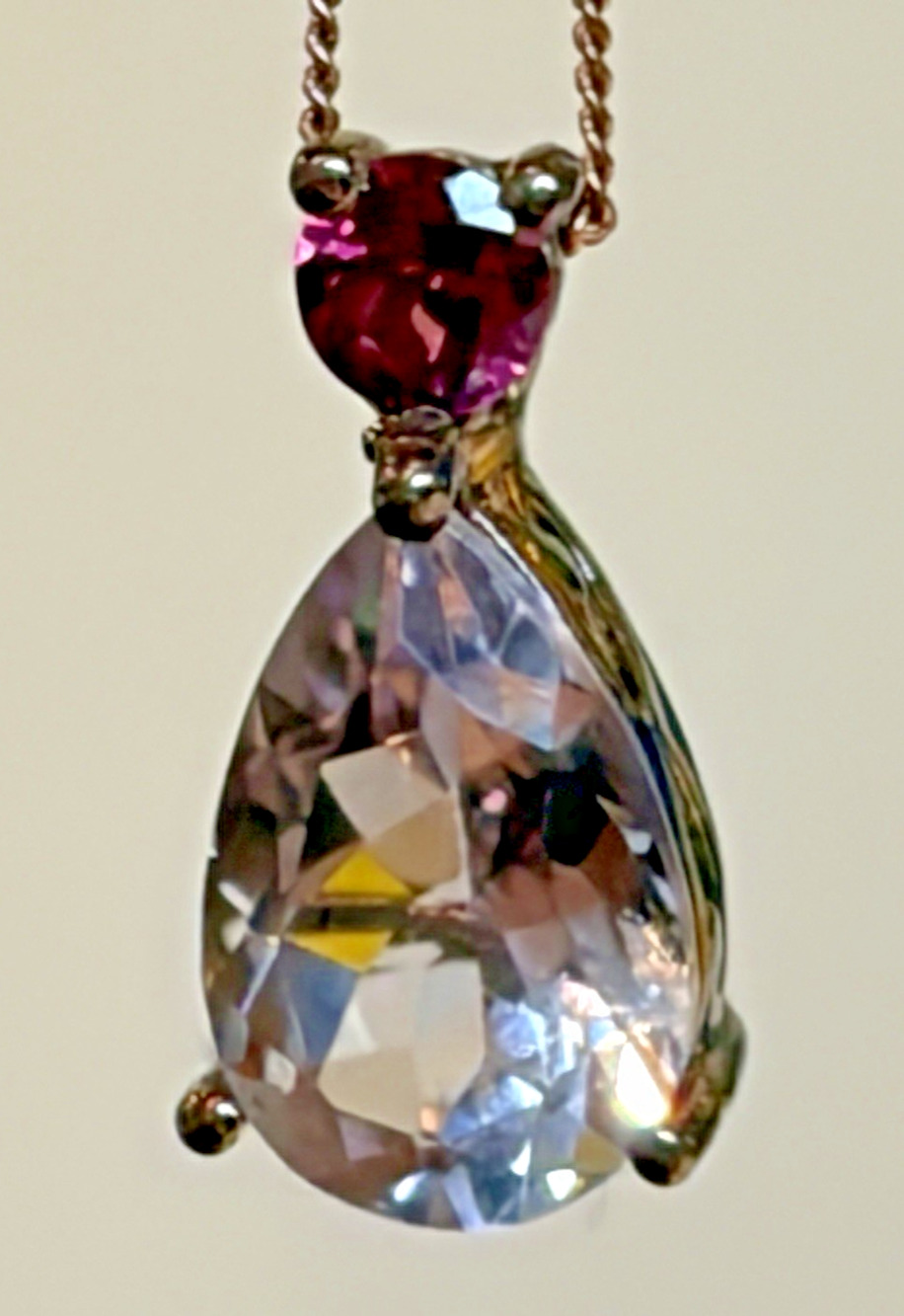 Sterling Silver Amythest Teardrop Necklace Purple Pink Including Chain 925